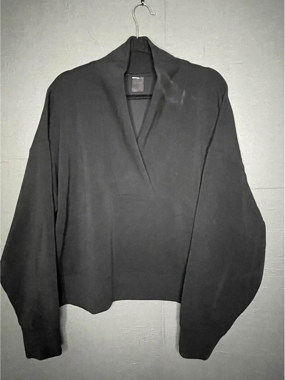 CALIA Women's XXL Black V-Neck Scuba Pullover Sweatshirt Long Sleeve Oversized